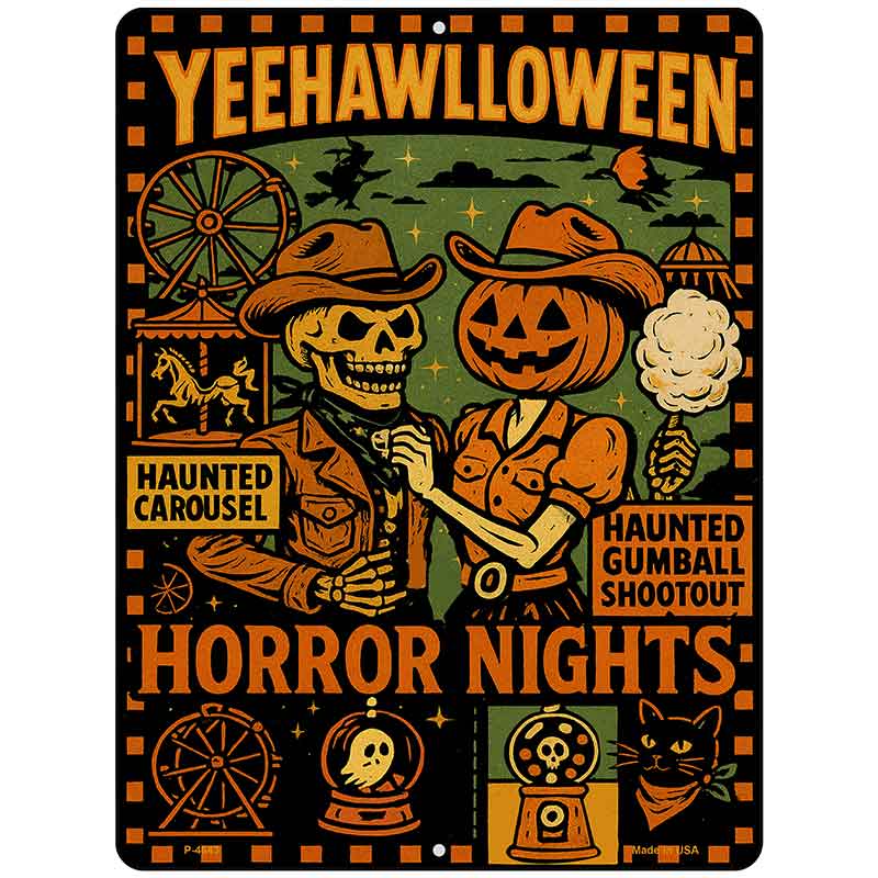 YeeHawlloween Metal Novelty Parking Sign P-4643