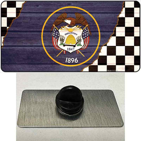 Utah Racing Flag Novelty Metal Hat Pin Tag