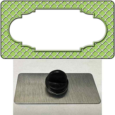 Lime Green White Quatrefoil Center Scallop Novelty Metal Hat Pin