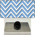 Light Blue White Large Chevron Novelty Metal Hat Pin