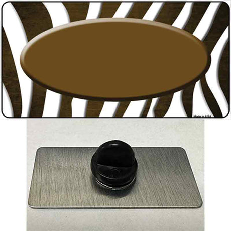 Brown White Zebra Oval Oil Rubbed Novelty Metal Hat Pin