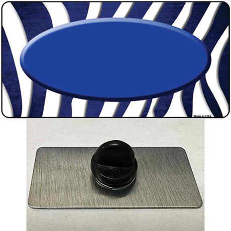 Blue White Zebra Oval Oil Rubbed Novelty Metal Hat Pin