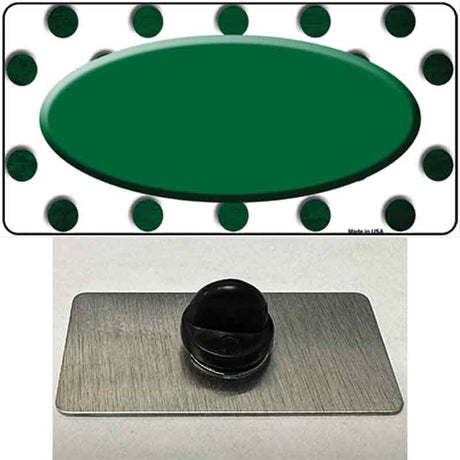Green White Dots Oval Oil Rubbed Novelty Metal Hat Pin