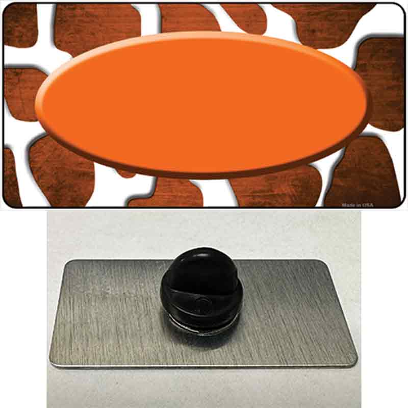 Orange White Oval Giraffe Oil Rubbed Novelty Metal Hat Pin