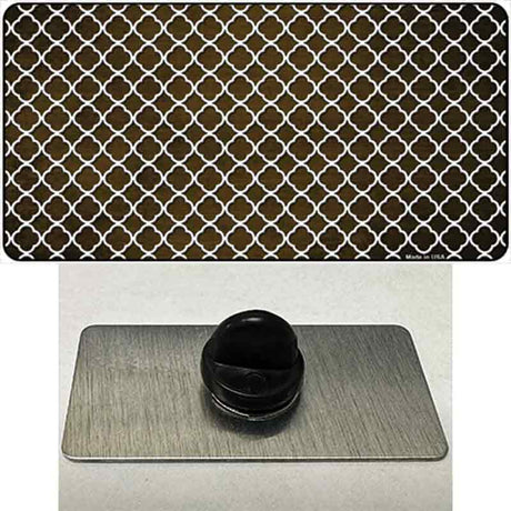 Brown White Quatrefoil Oil Rubbed Novelty Metal Hat Pin