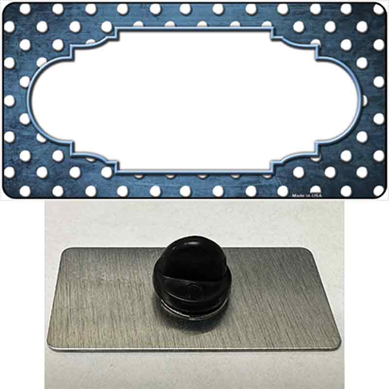 Light Blue White Small Dots Scallop Oil Rubbed Novelty Metal Hat Pin