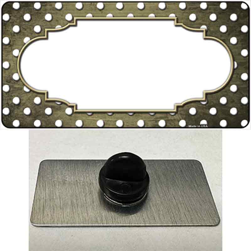 Gold White Small Dots Scallop Oil Rubbed Novelty Metal Hat Pin