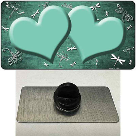 Mint White Dragonfly Hearts Oil Rubbed Novelty Metal Hat Pin