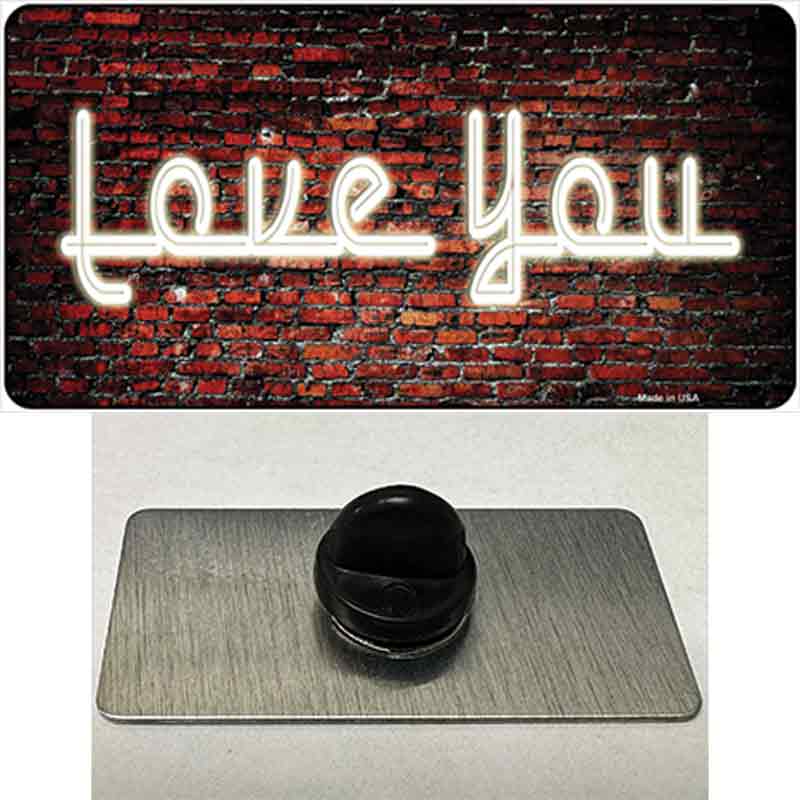 Love You On Brick Wall Novelty Metal Hat Pin