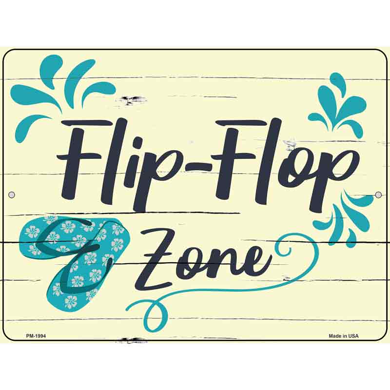 Flip Flop Zone Blue Novelty Metal Parking Sign 4.5" x 6" (PM)