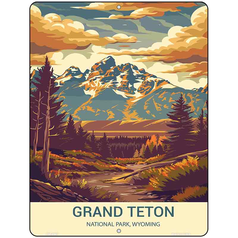 Grand Teton Wyoming Metal Novelty Parking Sign P-4507