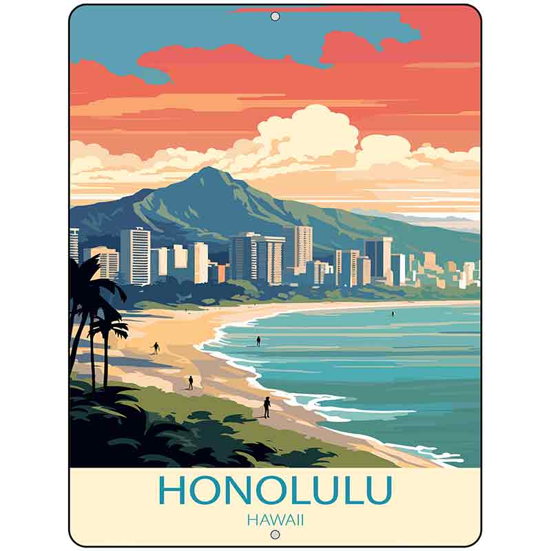 Honolulu Hawaii Metal Novelty Parking Sign P-4578
