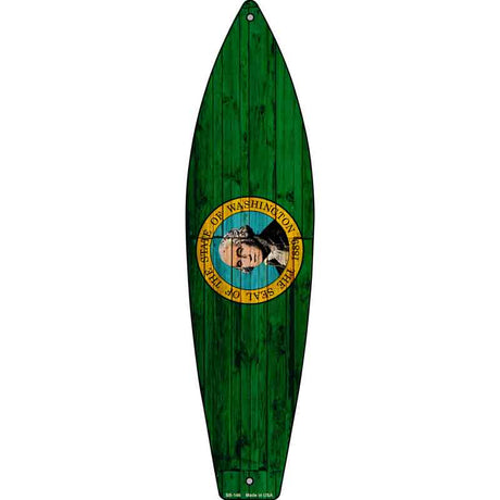 Washington State Flag Novelty Metal Surfboard Sign 17" x 4.5" (SB)