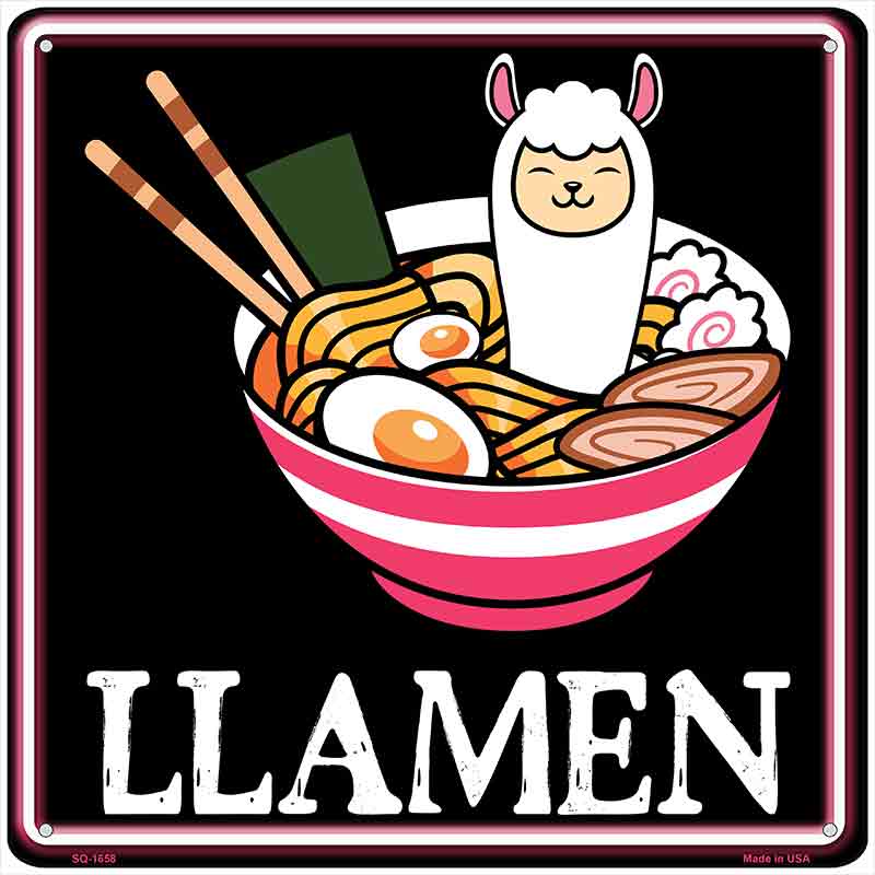Llamen Ramen Novelty Metal Square Sign SQ-1658