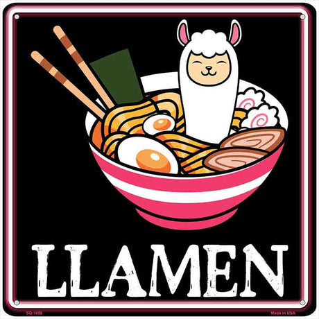 Llamen Ramen Novelty Metal Square Sign SQ-1658