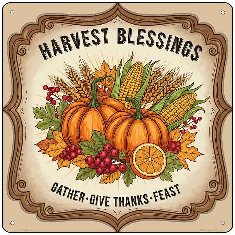 Harvest Blessings Novelty Metal Square Sign SQ-1667