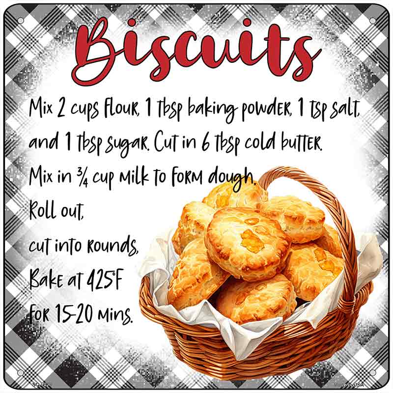 Biscuits Recipe Novelty Metal Square Sign SQ-1678