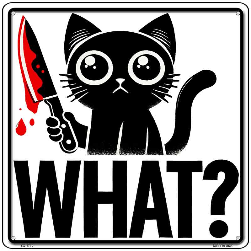 Cat What Novelty Metal Square Sign SQ-1710