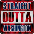 Straight Outta Washington Blue Novelty Metal Square Sign 12" (SQ)