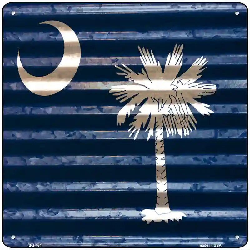 South Carolina Flag Corrugated Effect Novelty Square Sign 12" (SQ)