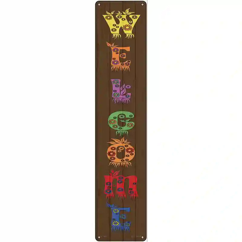 Welcome Floral Novelty Metal Street Sign 24" x 5" (ST)