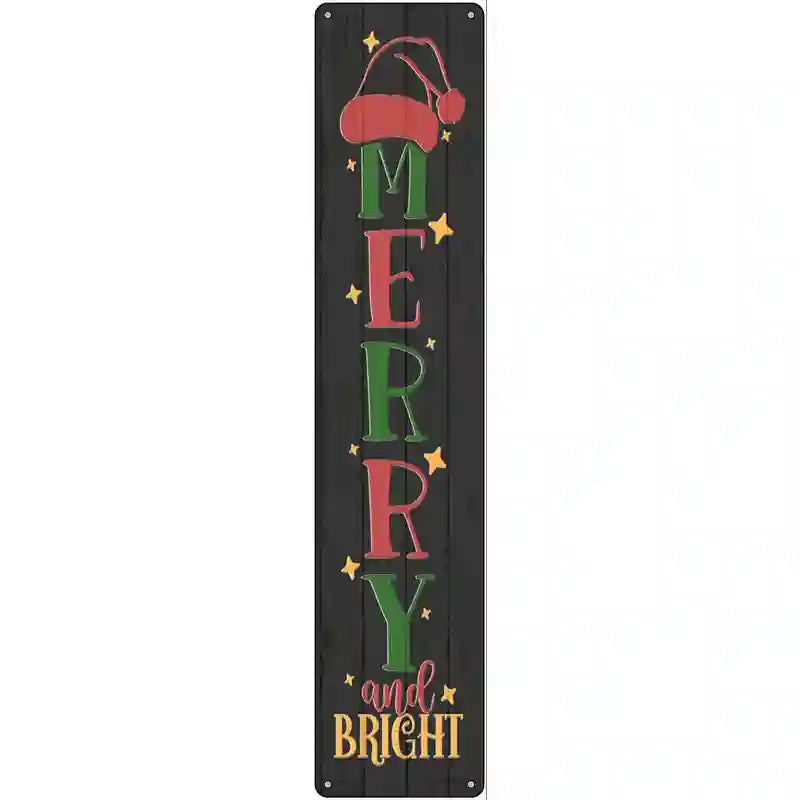 Merry and Bright Black Novelty Metal Street Sign 24" x 5" (ST)