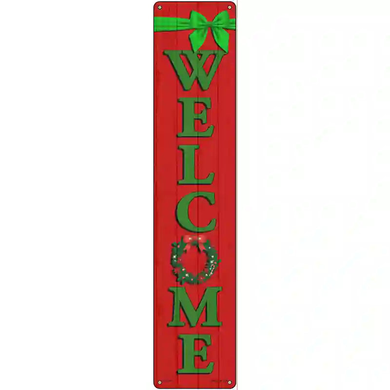 Welcome Wreath Novelty Metal Street Sign 24" x 5" (ST)