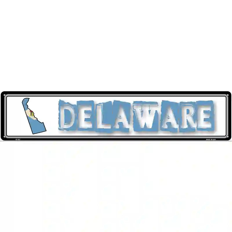 Delaware State Outline Novelty Metal Vanity Street Sign 24" x 5" (ST)