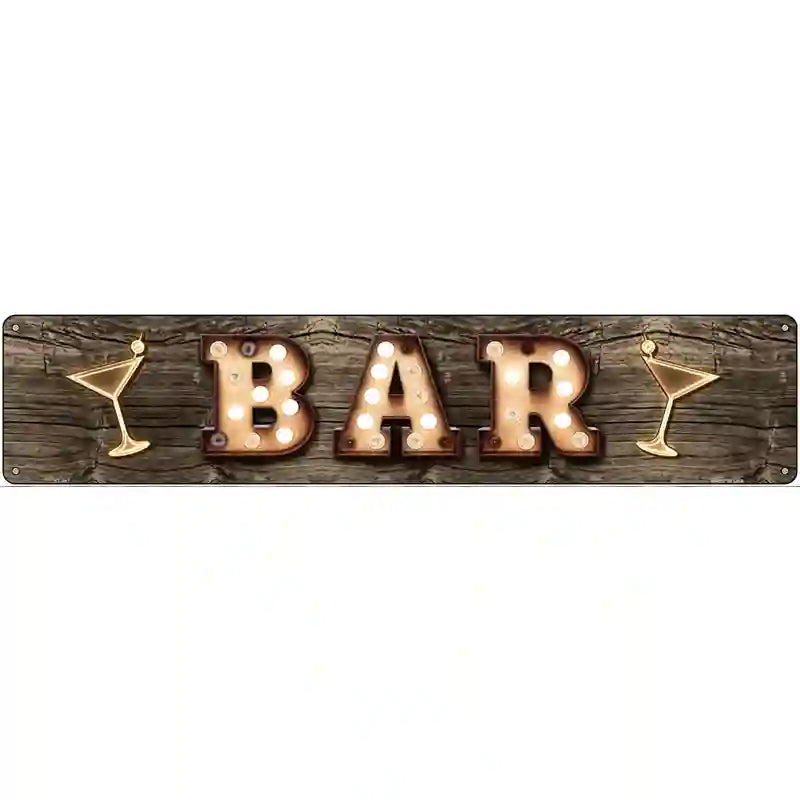 Bar Cocktails Bulb Lettering Novelty Metal Street Sign 24" x 5" (ST)