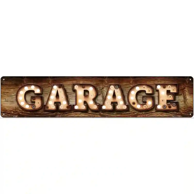 Garage Bulb Lettering Novelty Metal Street Sign 24" x 5" (ST)
