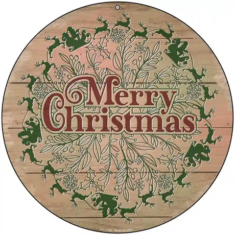 Merry Christmas with Santa Novelty Metal Circle Sign 8" (UC)