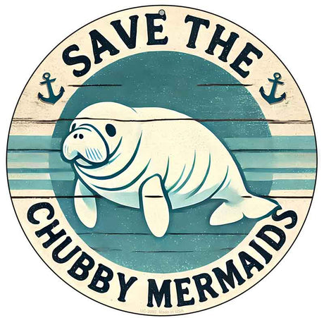 Save the Chubby Mermaids Novelty Metal Circular Sign C-2092