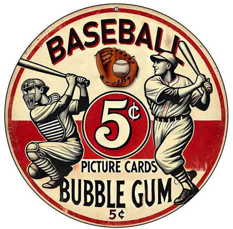 Baseball Novelty Metal Circular Sign C-2094