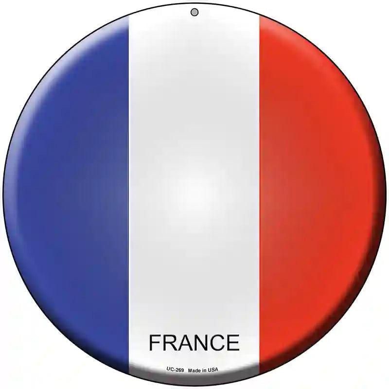 France Country Novelty Metal Circular Sign 8" (UC)