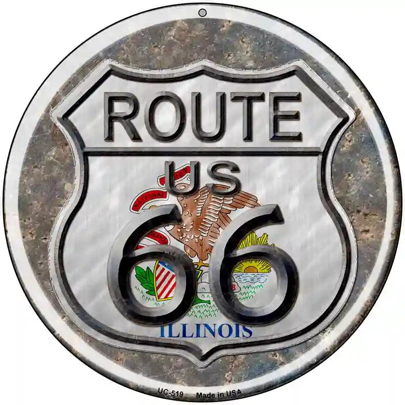 Illinois Route 66 Novelty Metal Circular Sign 8" (UC)