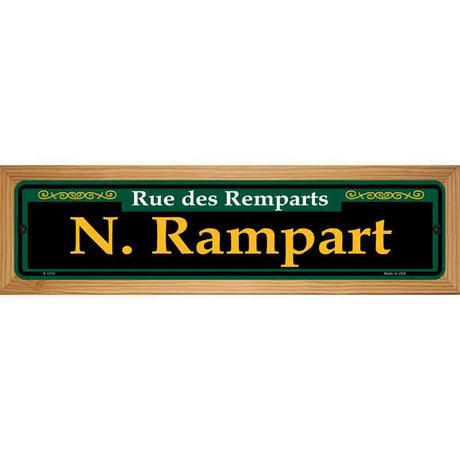 N. Rampart Green Novelty Metal Street Sign 19" x 5.5" (WB-K)
