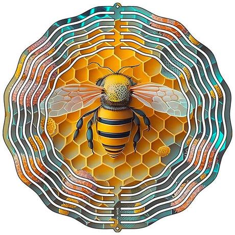Bee on Honeycomb Novelty Metal Wind Spinner