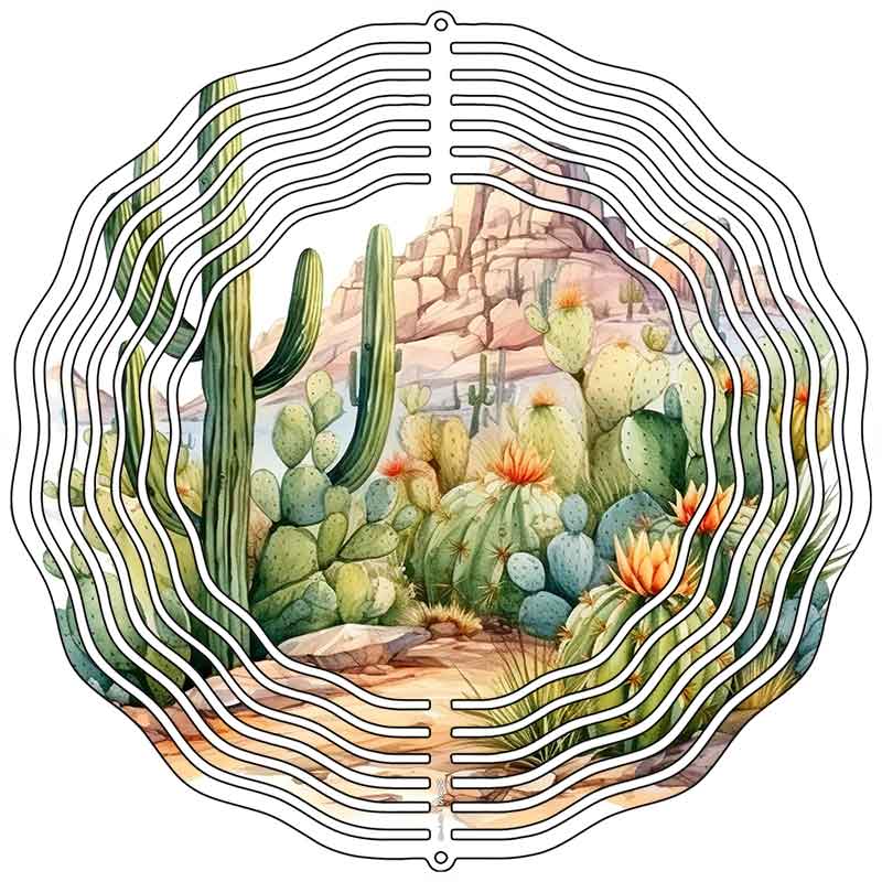 Desert Watercolor Photo Novelty Metal Wind Spinner