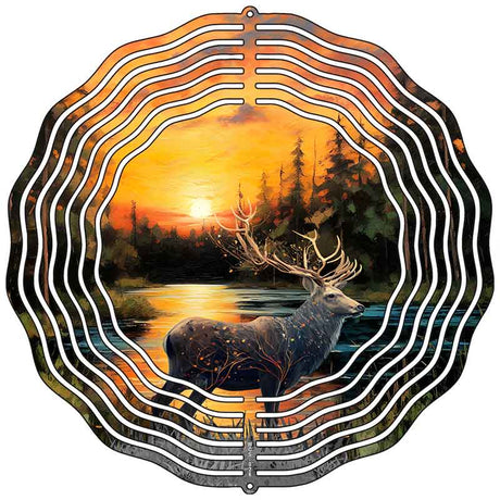 Elk Sunrise Novelty Metal Wind Spinner