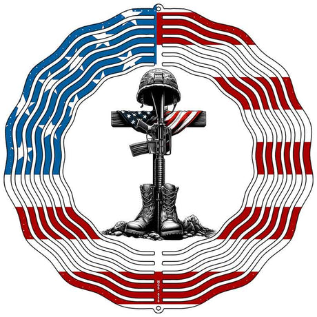 Soldiers Grave Cross Novelty Metal Wind Spinner