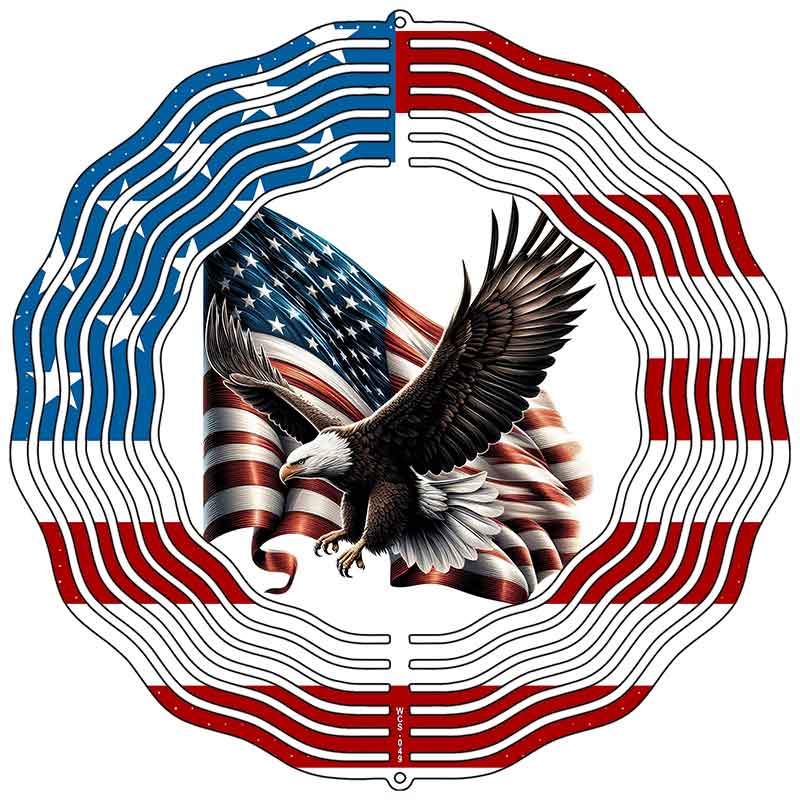 American Flag Flying Eagle Novelty Metal Wind Spinner