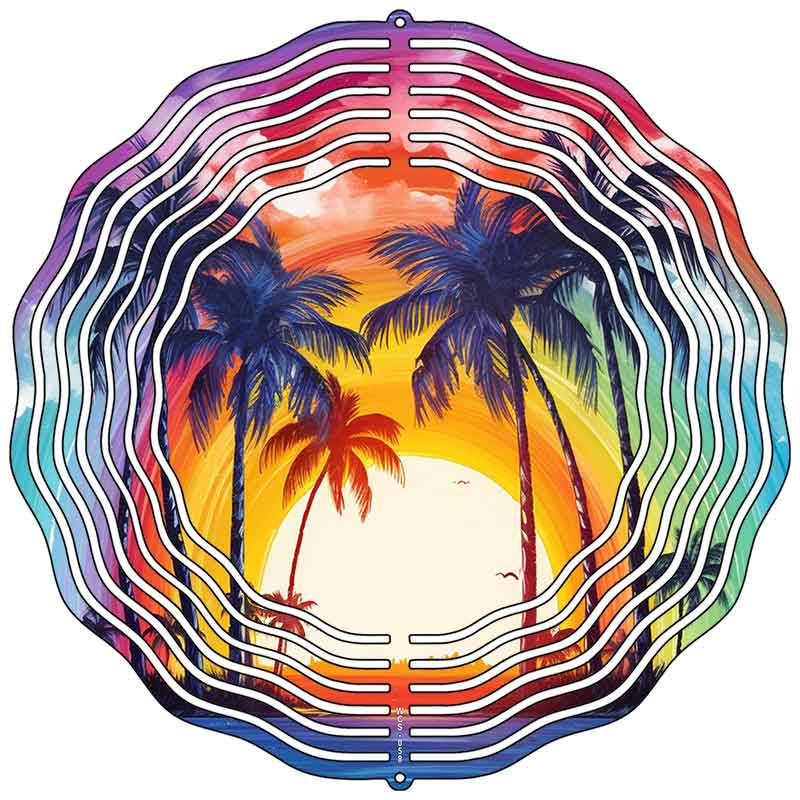 Palms and Clouds Novelty Metal Wind Spinner