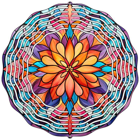 Stained Glass Flower Novelty Metal Wind Spinner