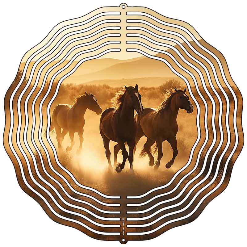 Horses Running in Field Novelty Metal Wind Spinner