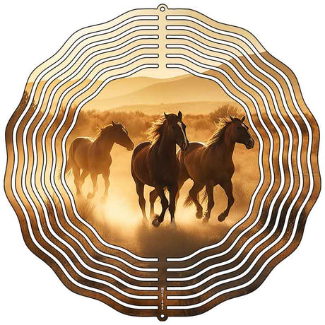 Horses Running in Field Novelty Metal Wind Spinner
