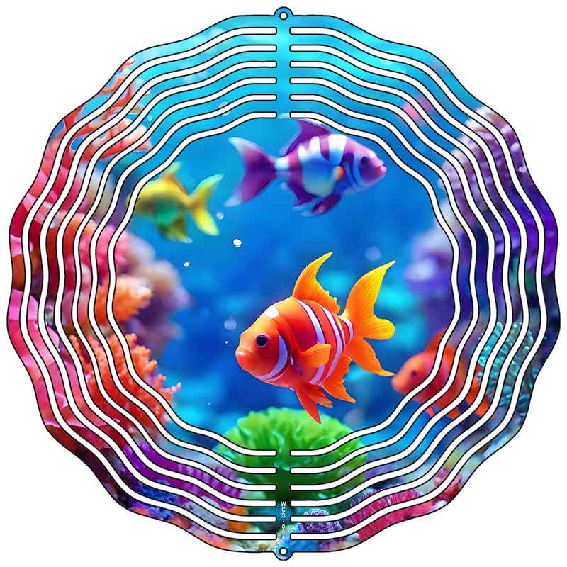 ColorfulFish in Water Novelty Metal Wind Spinner
