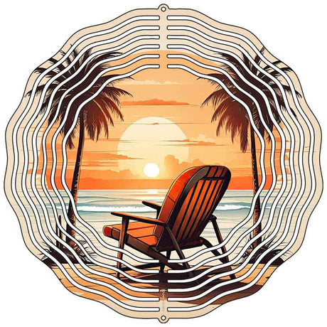 Beach Chair and Palms Novelty Metal Wind Spinner