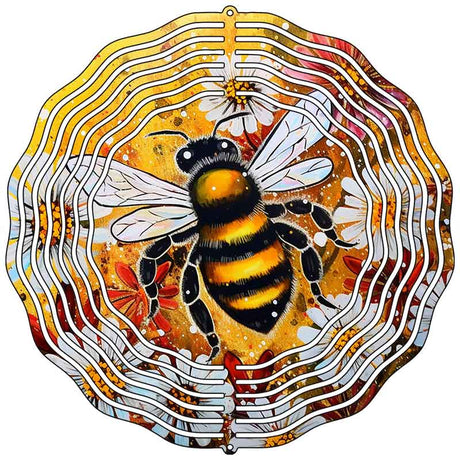 Bumble Bee on Flowers Novelty Metal Wind Spinner