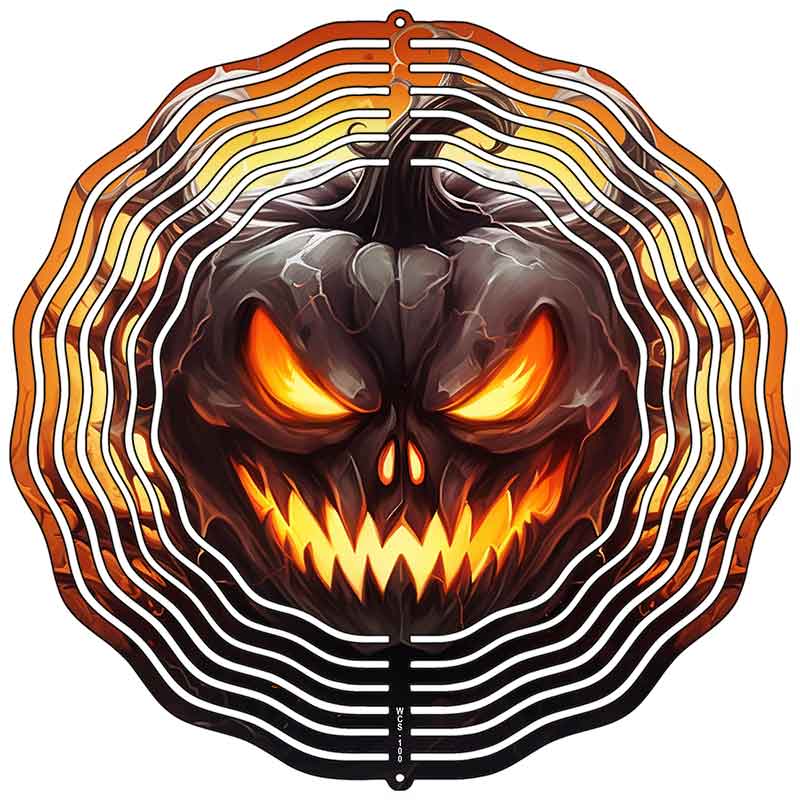 Orange Halloween Jack-O'-Lantern Novelty Metal Wind Spinner