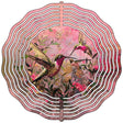 Hummingbirds Pink Background Novelty Metal Wind Spinner